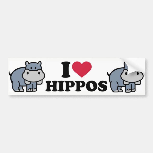 Pegatina Para Coche Amo Hippos (Frente)