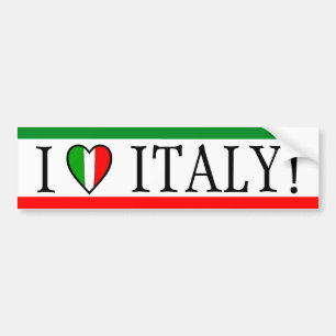 Pegatina Para Coche ¡Amo Italia! Bandera del corazón