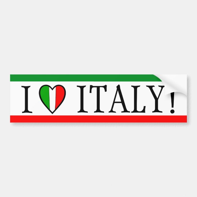 Pegatina Para Coche ¡Amo Italia! Bandera del corazón (Frente)