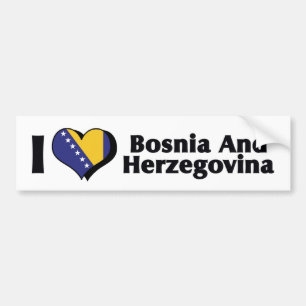 Pegatina Para Coche Amo la bandera de Bosnia-Herzegovina