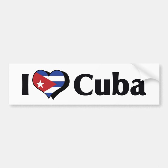Pegatina Para Coche Amo la bandera de Cuba (Frente)