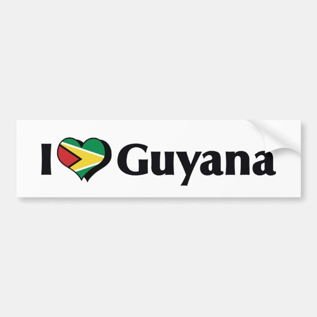 Pegatina Para Coche Amo la bandera de Guyana (Frente)