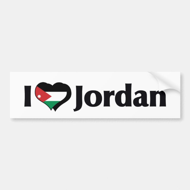 Pegatina Para Coche Amo la bandera de Jordania (Frente)