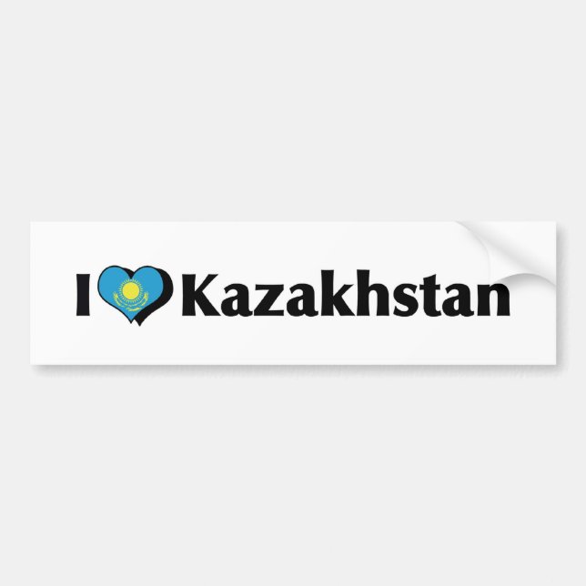 Pegatina Para Coche Amo la bandera de Kazajistán (Frente)
