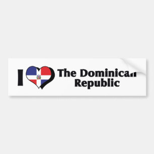 Pegatina Para Coche Amo La Bandera De La República Dominicana
