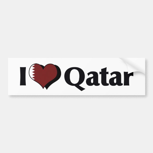 Pegatina Para Coche Amo la bandera de Qatar (Frente)
