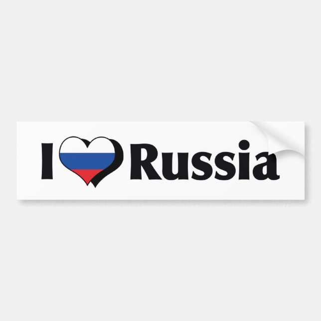 Pegatina Para Coche Amo la bandera de Rusia (Frente)