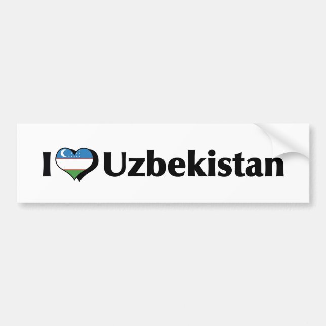 Pegatina Para Coche Amo la bandera de Uzbekistán (Frente)