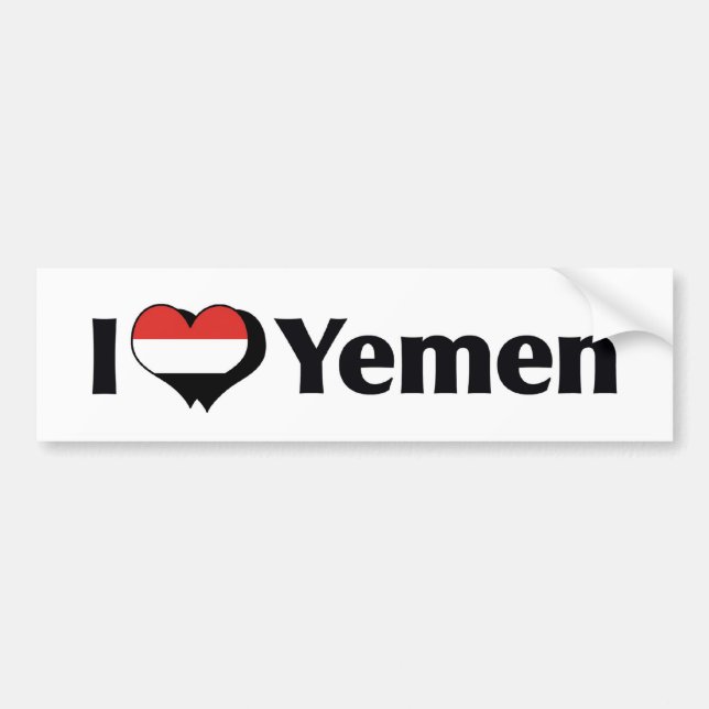 Pegatina Para Coche Amo la bandera de Yemen (Frente)