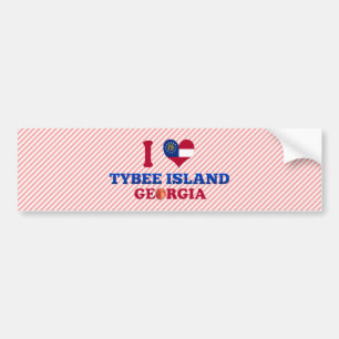 Pegatina Para Coche Amo la isla Tybee, Georgia