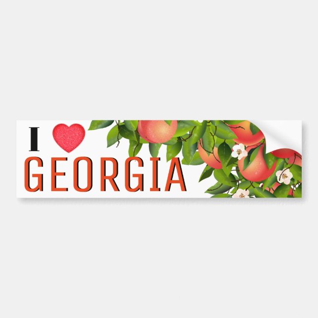 Pegatina Para Coche Amo los duraznos de Georgia (Frente)