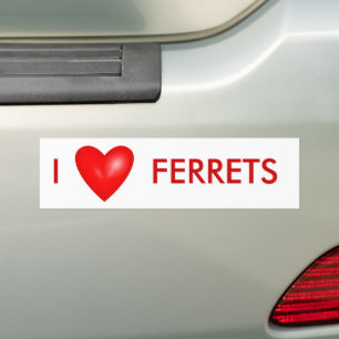 Pegatina Para Coche Amo los hurones con el corazón rojo