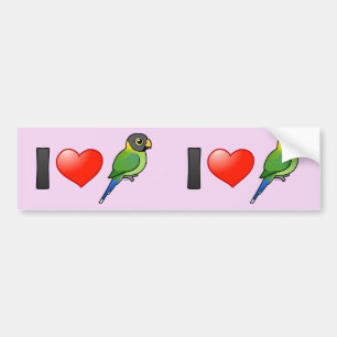 Pegatina Para Coche Amo los Parakeets Ciruelo-dirigidos (femeninos)