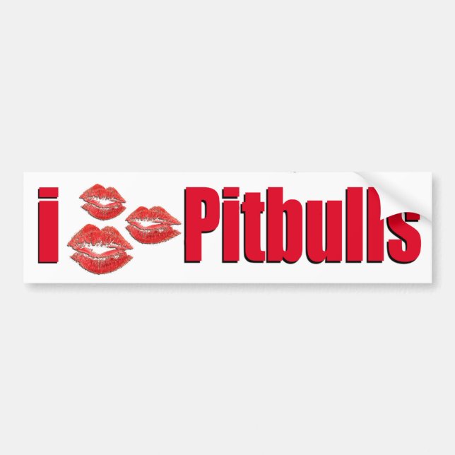 Pegatina Para Coche Amo los perros de Pitbull, besos del lápiz labial (Frente)