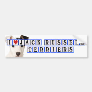 PEGATINA PARA COCHE AMO LOS TERRIERES DE JACK RUSSELL - BLOQUES