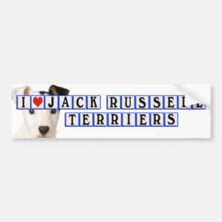 PEGATINA PARA COCHE AMO LOS TERRIERES DE JACK RUSSELL - BLOQUES