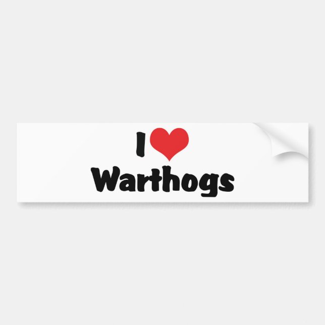 Pegatina Para Coche Amo los Warthogs del Corazón (Frente)