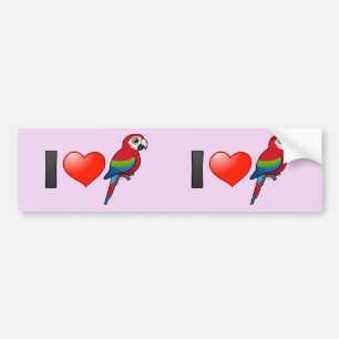 Pegatina Para Coche Amo Macaws Verde-cons alas