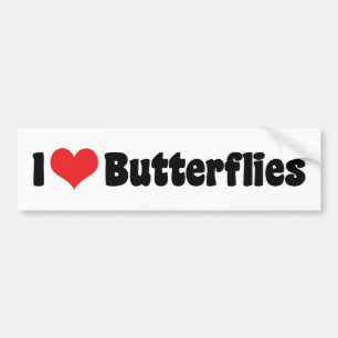 Pegatina Para Coche Amo Mariposas de Corazón - Amante de Mariposas
