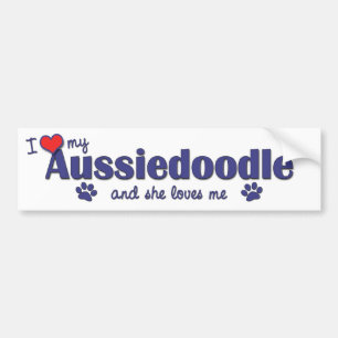 Pegatina Para Coche Amo mi Aussiedoodle (el perro femenino)