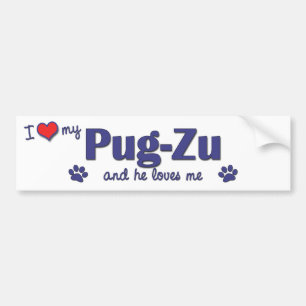 Pegatina Para Coche Amo mi Barro amasado-Zu (el perro masculino)