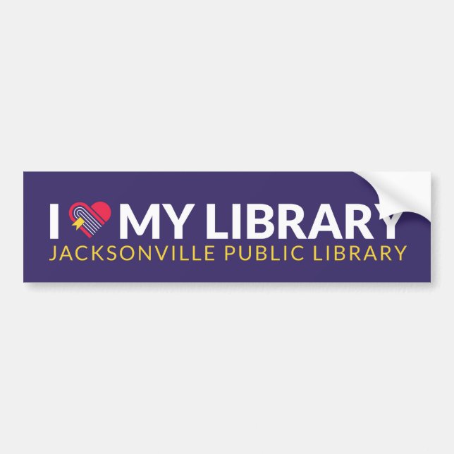 Pegatina Para Coche Amo mi biblioteca (Frente)