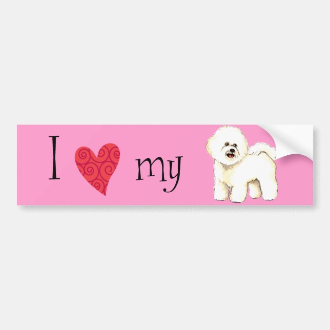 Pegatina Para Coche Amo mi Bichon Frise (Frente)