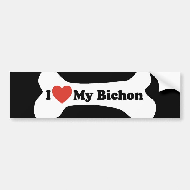 Pegatina Para Coche Amo mi Bichon - hueso de perro (Frente)