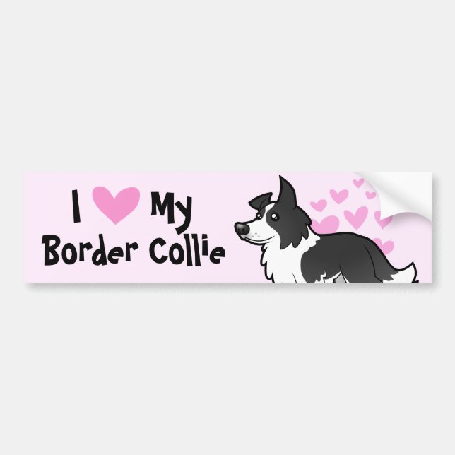 Pegatina Para Coche Amo mi border collie (Frente)