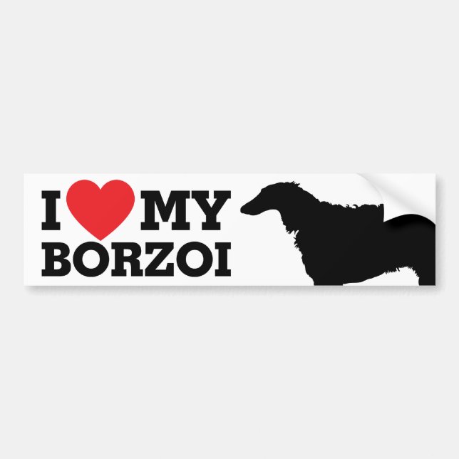 Pegatina Para Coche Amo mi Borzoi (Frente)