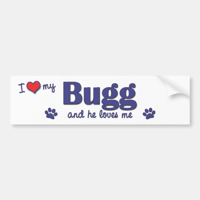 Pegatina Para Coche Amo mi Bugg (el perro masculino) (Frente)