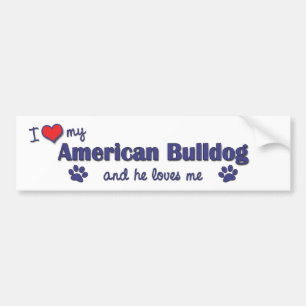 Pegatina Para Coche Amo mi bulldog americano (el perro masculino)