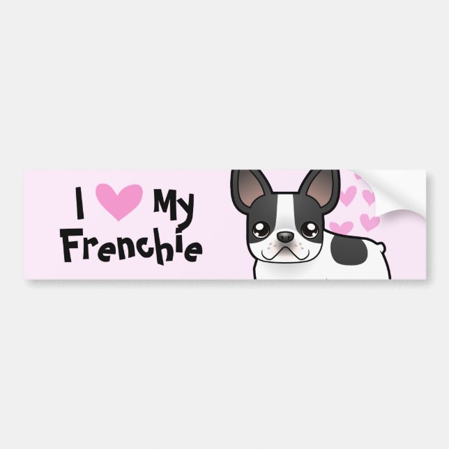 Pegatina Para Coche Amo mi bulldog francés (Frente)