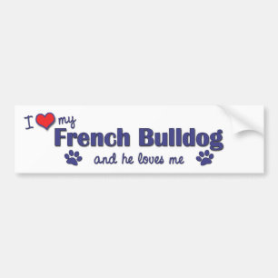 Pegatina Para Coche Amo mi bulldog francés (el perro masculino)