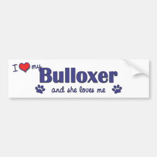 Pegatina Para Coche Amo mi Bulloxer (el perro femenino)