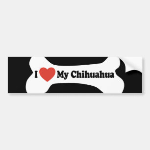 Pegatina Para Coche Amo mi chihuahua - hueso de perro