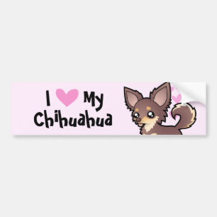 Pegatina Para Coche Amo mi chihuahua (la capa larga)