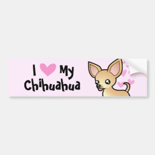Pegatina Para Coche Amo mi chihuahua (la capa lisa)