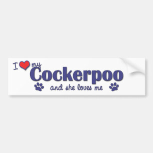 Pegatina Para Coche Amo mi Cockerpoo (el perro femenino)