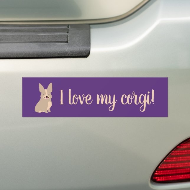 Pegatina Para Coche "¡Amo Mi Corgi!" (en coche)