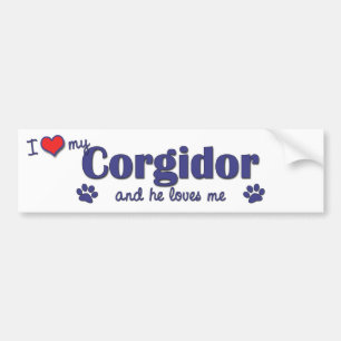 Pegatina Para Coche Amo mi Corgidor (el perro masculino)