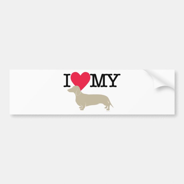 Pegatina Para Coche ¡Amo mi Dachshund! (Frente)