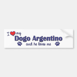 Pegatina Para Coche Amo mi Dogo Argentino (el perro masculino)