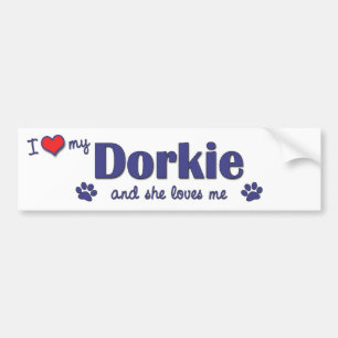 Pegatina Para Coche Amo mi Dorkie (el perro femenino)