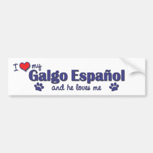 Pegatina Para Coche Amo mi Galgo Espanol (el perro masculino)
