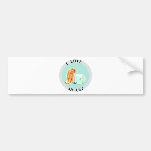 Pegatina Para Coche ¡Amo mi gato! (Frente)