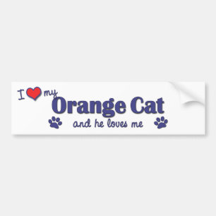 Pegatina Para Coche Amo mi gato anaranjado (el gato masculino)