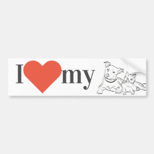 Pegatina Para Coche "Amo mi" gato y perro/mascotas