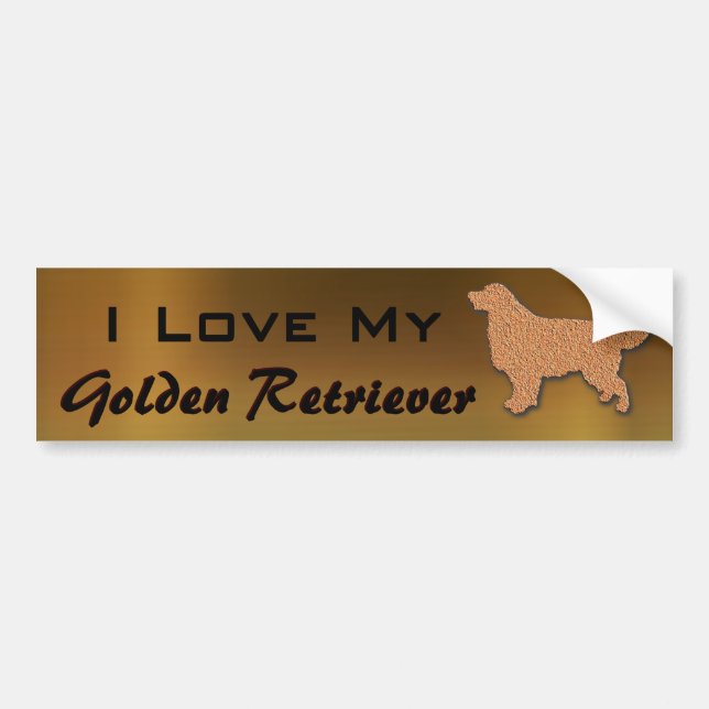 Pegatina Para Coche Amo mi golden retriever (Frente)