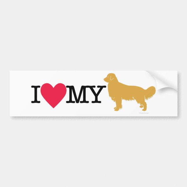 Pegatina Para Coche ¡Amo mi golden retriever! (Frente)